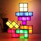 veilleuse pour enfants empilable led 7 couleurs 3d puzzles veilleuse induction verrouillage lampe de bureau pour enfants adolescents chambre diy tangram blocs lumineux puzzles lampe