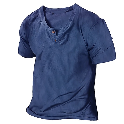 Homme Chemise d'été Chemise Décontractée Chemise de Plage T-shirt Chemise Henley Manche Courte Uni Mode Confortable Col en V Vacances Occasionnel Quotidien Été Gris foncé Noir Blanche T-shirt Henley