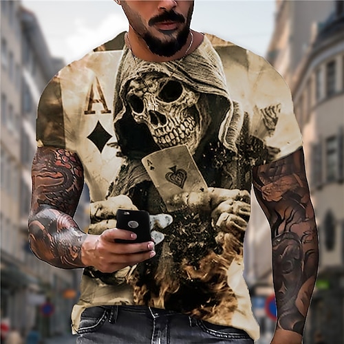 T-shirt à imprimé graphique de crâne unisexe pour homme t-shirt à manches courtes t-shirt à imprimé 3D t-shirt col rond vêtements de designer décontracté extérieur rue quotidien vêtements d