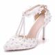 Femme Chaussures de mariage Chaussures de mariée Dentelle Talon haut Bout pointu Lanière de cheville Blanche Jaune Rose