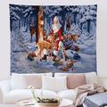 Noël Père Noël Fête de Noël Grande tapisserie murale Art Photo Fond Toile de fond Décor Suspendu Maison Chambre Salon Décoration Arbre Renne Bonhomme de neige Elk Flocon de neige Bougie Cadeau