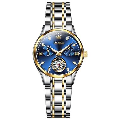 OLEVS Femme Montre Mécanique Luxe Mode Affaires Montre Bracelet Squelette Remontage automatique Tourbillon Lumineux Alliage Suivre