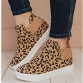 Femme Basket Bottes Grandes Tailles Extérieur du quotidien Léopard Bottines Bottines Talon Plat Bout rond Mode Sportif Décontractées Marche Daim Mocassins Léopard Kaki