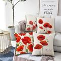 lot de 4 fleurs artistiques carré décoratif taies d'oreiller canapé housses de coussin canapé maison décoratif faux lin housse de coussin pour canapé canapé-lit chaise rouge