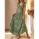 Femme Ensemble Robe Deux Pièces Robe casual Jupe Ensemble Robe à fleurs Vacances Bohême Rétro Vintage A Volants Imprimer robe longue Col V Sans Manches Floral Standard Bleu Vert Arc-en-ciel Eté S M L