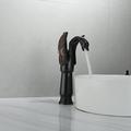 Robinet mitigeur d'évier de salle de bain antique, robinets de lavabo en forme de cygne en laiton finition électrolytique en cuivre style vintage robinets d'eau à un trou avec tuyau d'eau chaude froide