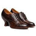 chaussures oxford à talons à lacets en similicuir marron vintage Gatsby pour femmes - style victorien rétro pour une tenue formelle et décontractée
