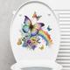 Autocollant de toilette papillon fleurs arc-en-ciel, autocollants décoratifs pour placard de toilette de salle de bain, autocollant de bricolage domestique, autocollants muraux de salle de bain amovibles