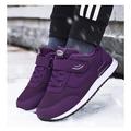 Femme Basket Chaussures Flyknit Extérieur du quotidien Couleur unie Doublé en Polaire Hiver Plateau Talon Plat Bout rond Sportif Décontractées Confort Marche Faux Cuir Maille Mocassins Noir Rouge