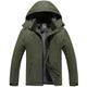 Veste de pluie Homme Veste Capuche Veste coupe vent Veste de ski L'hiver Extérieur Couleur unie Chaud Etanche Coupe Vent Doublure Polaire Pardessus Veste Coupe Vent Manteau Camping Chasse Ski Vert