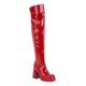 Femme Bottes Chaussures de déguisement Allez Allez Bottes Bottes costumées Travail du quotidien Couleur Pleine Cuissardes Talon évasé Bout carré Polyuréthane Fermeture Noir Blanche Rouge