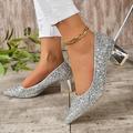 chaussures de mariage pour la mariée demoiselle d'honneur femmes bout fermé bout pointu argent or pu pompes avec paillettes sequin talon épais talon bas fête de mariage saint valentin bling bling chaussures élégant classique