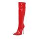 Femme Bottes Cadeaux de Saint-Valentin Bottes sexy Bottes à talons Saint Valentin du quotidien Couleur unie Bottes genou Talon Aiguille Bout pointu Sexy Décontractées Cuir Verni Fermeture Noir