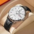POEDAGAR Montre à Quartz pour Hommes Mode Luxe Casual Montre Analogique pour Hommes Bracelet en Cuir Calendrier Date Semaine Lumineuse Étanche Quartz Montres pour Hommes