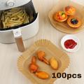 100 pièces friteuse à air jetable papier parchemin doublure carré rond résistant à l'huile papier plateau antiadhésif tapis de cuisson airfryer accessoires