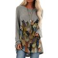 Mini robe Femme Robe t-shirt manche longue Printemps Automne - basique Classique Moderne Imprimer Animal Chat Imprime Col Ras du Cou Ample 2023 Vin Bleu Gris S M L XL XXL 3XL