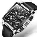 OLEVS Hommes Montres à quartz Calendrier Chronographe Grand Cadran Imperméable Vrai Cuir Suivre