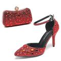 chaussures et sacs ensembles assortis chaussures de mariage pour la mariée demoiselle d'honneur femmes bout fermé bout pointu argent champagne bleu noir rouge pu escarpins avec strass cristal stiletto fête de mariage saint valentin