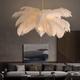 led suspension lustre magnifique extra large 60cm 1 lumière blanc plume d'autruche bouquet suspension romantique monté luminaire pour restaurant chambre