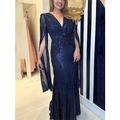 robe à paillettes pour femme robe de bal robe de soirée paillettes paillettes col en V manches longues robe d'hiver champagne rouge automne hiver