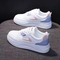 Femme Basket Chaussures blanches Papa Chaussures Extérieur du quotidien Eté Lacet Plateau Bout rond Sportif Décontractées Marche Faux Cuir Lacet Blanc / Bleu Gris