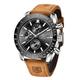 BENYAR Montres Hommes Monter à Quartz avec Bracelet en Cuir Chronographe Grand Cadran Date Analogique Montre de Sport Décontractée 30M Étanche Montres-bracelets Cadeau Élégant pour Homme