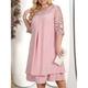 Robe mi-longue Femme Grande Taille Robe dentelle Manches 3/4 Printemps Automne Hiver - Mode Soirée Moderne Dentelle Brodée faux deux pièces Floral Fleur Col Ras du Cou Anniversaire Vacances Plage 2023