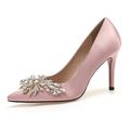 Femme Chaussures de mariage Chaussures scintillantes Chaussures de mariée Cristal Talon haut Bout pointu Elégant Satin Blanche Rose Rouge