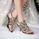 Femme Chaussures à Talons Sandales Chaussures habillées Chaussures scintillantes Mariage Soirée Plume de paon Strass Talon Cône Talon Aiguille Bout ouvert Elégant Bohême Rétro Vintage Cuir microbien