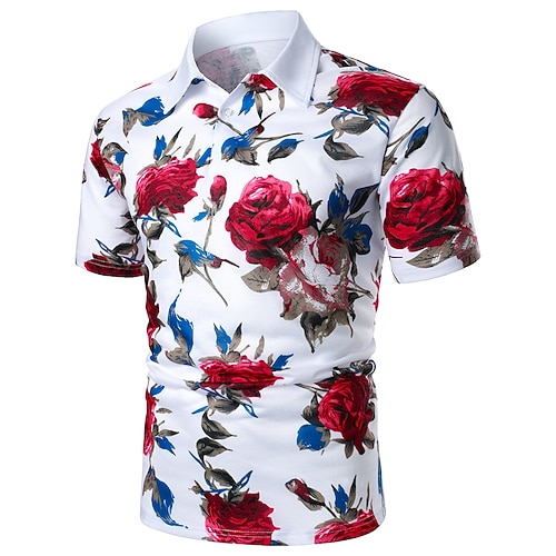 Derby du Kentucky Homme Fleuri Chemise Boutonnée Polos Hawaïens Chemise de golf Manche Courte Polos Chemises à Col Occasionnel Tenue de plage Vêtements de vacances Vêtements tropicaux Tenues de fête