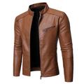 Homme Veste Blouson Simili Cuir Veste décontractée Veste moto Blouson Moto Chaud Pluie Etanche Respirable du quotidien Sortie fermeture Éclair Mao Vêtement de rue Veste Vêtements d'extérieur