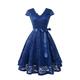 Femme Dentelle Ruché Robe vintage Mini robe Elégant Plein Col V Manche Courte Soirée Anniversaire Eté Printemps Noir Amande