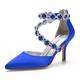 Femme Chaussures de mariage Escarpins Chaussures bling-bling Chaussures scintillantes Chaussures de mariée Cristal Talon haut Bout pointu Elégant Satin Fermeture Argent Noir Blanche