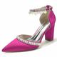 chaussures de mariage pour femmes escarpins chaussures de demoiselle d'honneur de mariée élégant luxueux vin noir blanc strass imitation perle talon épais bout pointu satin bride à la cheville chaussures cadeaux de Saint Valentin fête