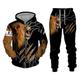 Homme Ensemble Survetement Sweat à capuche zippé Ensemble de sweats à capuche Noir Blanche Violet Marron Marron 2 Capuche Graphic Lion Zippé 2 Pièces Sport Loisir Casual Des sports 3D effet