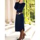 Robe casual Robe d'hiver Robe unie Femme robe longue Avec ceinture Asymétrique du quotidien Rendez-vous Sortie Mode basique Col Ras du Cou manche longue 2023 Ample Noir bleu marine Vert S M L XL XXL