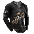 Graphic Crânes Squelette Design basique Classique Homme 3D effet T shirt Tee Chemise Henley Shirt Tee Extérieur du quotidien Des sports T-shirt Noir manche longue Henley Chemise Printemps Automne