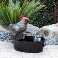 fontaine cour art décor, résine artisanat décoration jardin décoration hibou grand coq toucan eau courante corbeau fontaine