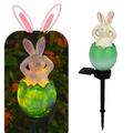 Solaire alimenté lapin oeuf pelouse lumière pâques décor extérieur étanche prise de terre lampe jardin cour paysage décor lumières