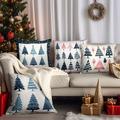 Noël or arbres double face taie d'oreiller 4pc scandinave folk art noël doux décoratif carré coussin taie d'oreiller pour chambre salon canapé canapé chaise