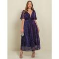 robe de soirée courbe grande taille pour femme robe trapèze robe tunique robe longue unie robe maxi manches courtes basique col en V mariage élégant violet été printemps robe d'invité de mariage