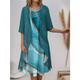 Femme Ensemble Robe Deux Pièces Robe casual Robe de Mousseline Robe imprimée Extérieur Vacances Mode Moderne Imprimer Robe mi-longue Col Ras du Cou Demi Manches Floral Ample Bleu Roi Bleu Vert