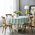Nappe ronde en tissu rustique avec pompon, nappes pour tables rondes, infroissable, résistante aux taches, couverture de table d'extérieur pour les repas de fête, nappes rondes