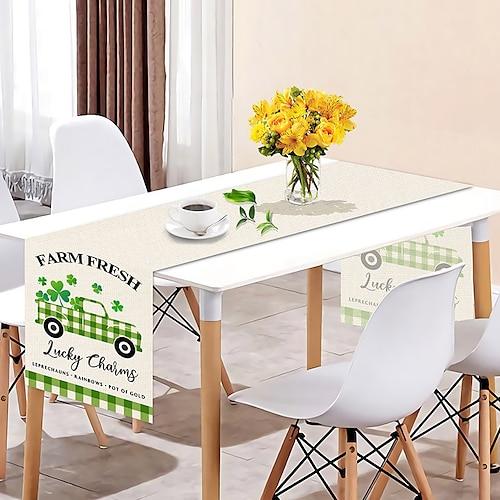trèfle porte-bonheur vert st. Chemin de table de la fête de la patrick, décoration de table à manger de cuisine de vacances de printemps saisonnières pour décoration intérieure et extérieure de fête à domicile
