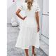 robe blanche Robe dentelle Robe casual Femme Robe mi-longue Maille Patchwork Vacances Rendez-vous Vêtement de rue basique Col Ras du Cou Manche Courte Mince Noir Blanche Marron S M L XL