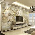 Fonds d'écran cool papier peint 3d fleur d'or papier peint pour murs style de luxe européen diamant adhésif requis toile pour salon hôtel fond décor à la maison