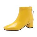 Femme Bottes Bottes à talons du quotidien Couleur Pleine Bottines Bottines Hiver Talon bloc Bout carré Décontractées Minimalisme Cuir Verni Fermeture Noir Blanche Jaune