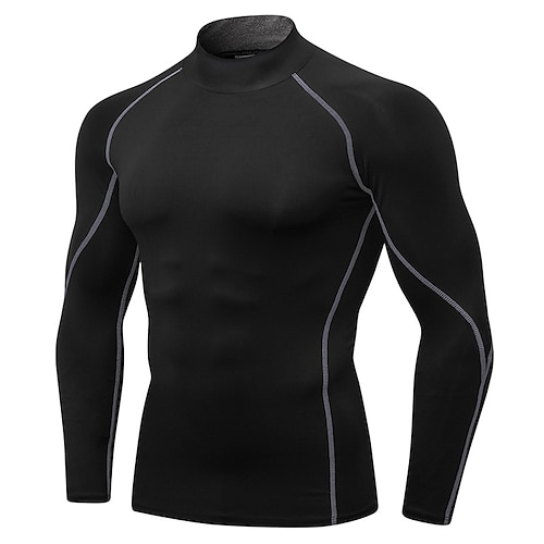 Homme T-shirt de compression T-shirt de course manche longue Couche de base Été Printemps Hiver Séchage Rapide Power Flex Évacuation de l'Humidité Respirant Entraînement en salle Course Fitness Tenue