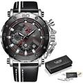 Lige montre hommes affaires sport horloge à quartz en cuir hommes montres de luxe or étanche montre de mode relogio masculino