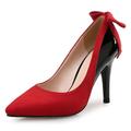 Femme Chaussures à Talons Escarpins Talons Saint Valentin du quotidien Bloc de couleur Noeud Escarpins Bout pointu Daim Cuir Verni Mocassins Noir Rouge